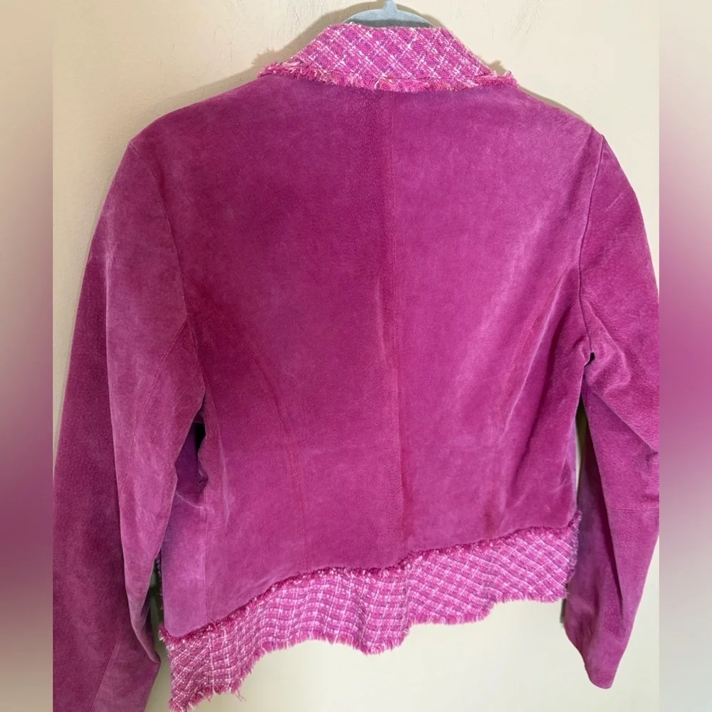 Wilsons Leather maxima Y2K jacket Pink Suede Leather butterfly Elle woods size L - Picture 7 of 8
